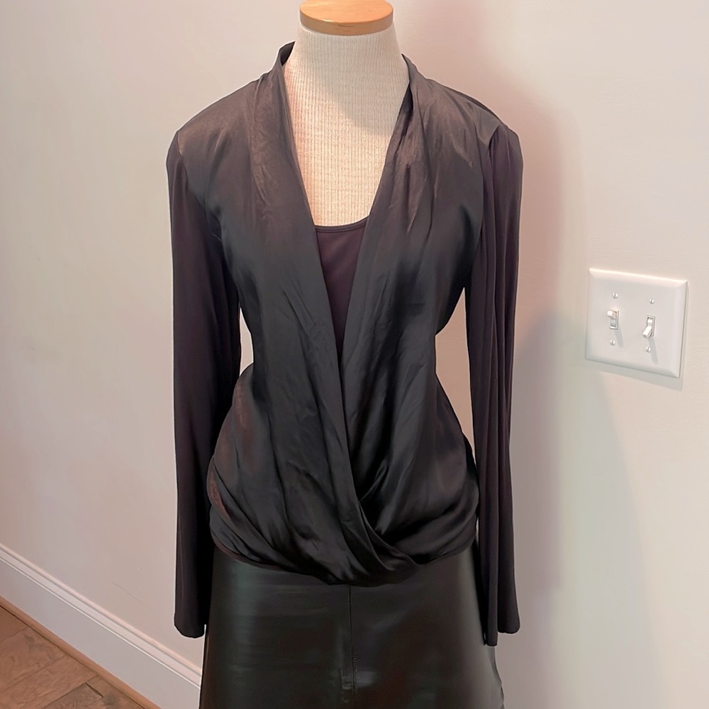 Michael Michael Kors black faux wrap blouse